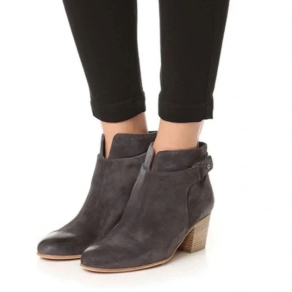 Vince Harriet Suede Gray Limestone Booties Size 7M - Picture 1 of 8